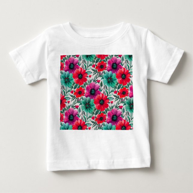 Floral rustikales Retromuster Baby T-shirt (Vorderseite)