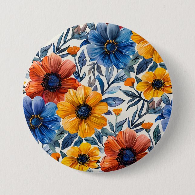 Floral rustikales Retromuster Button (Vorderseite)