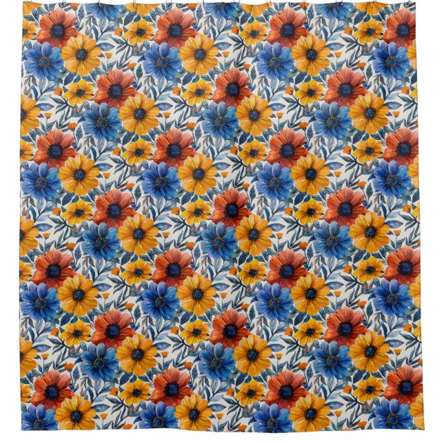 Floral rustikales Retromuster Duschvorhang (Vorderseite)