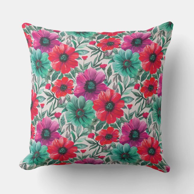 Floral rustikales Retromuster Kissen (Vorderseite)