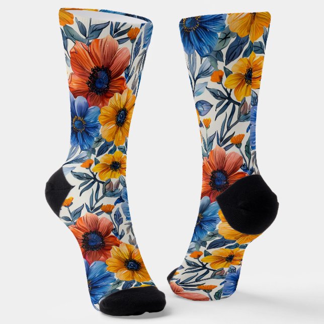Floral rustikales Retromuster Socken (Gewinkelt)