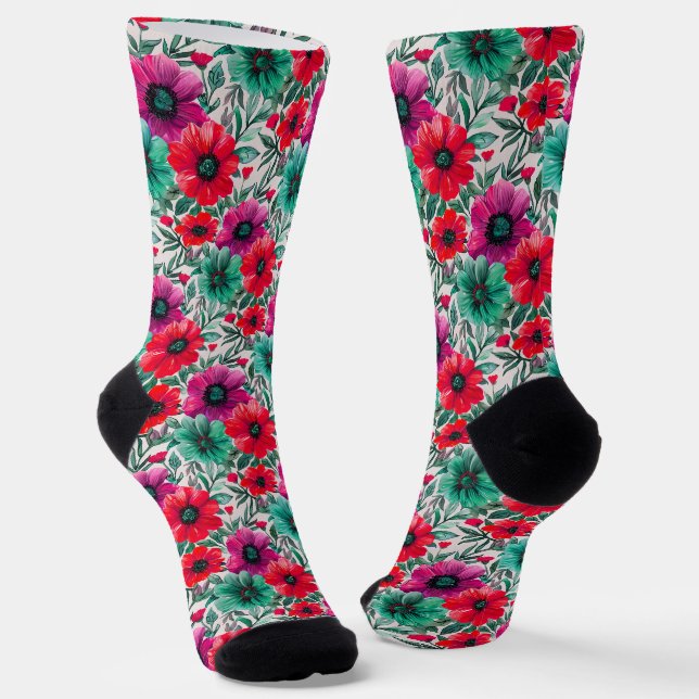 Floral rustikales Retromuster Socken (Gewinkelt)