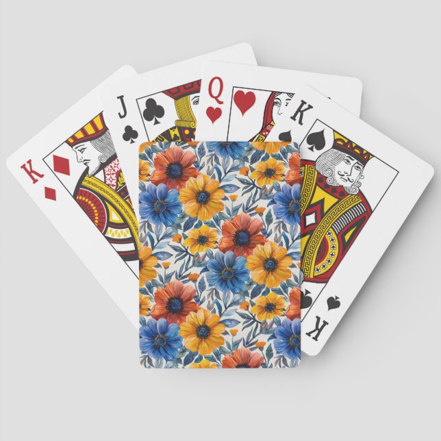 Floral rustikales Retromuster Spielkarten (Rückseite)