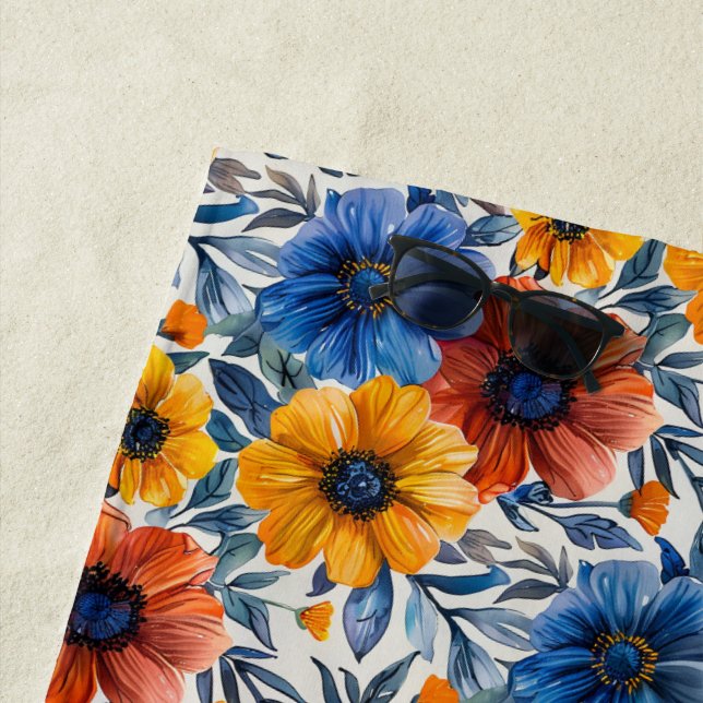 Floral rustikales Retromuster Strandtuch (Beispiel)