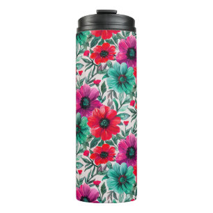 Floral rustikales Retromuster Thermosbecher