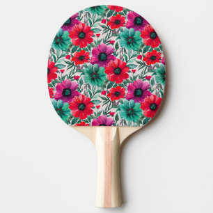 Floral rustikales Retromuster Tischtennis Schläger