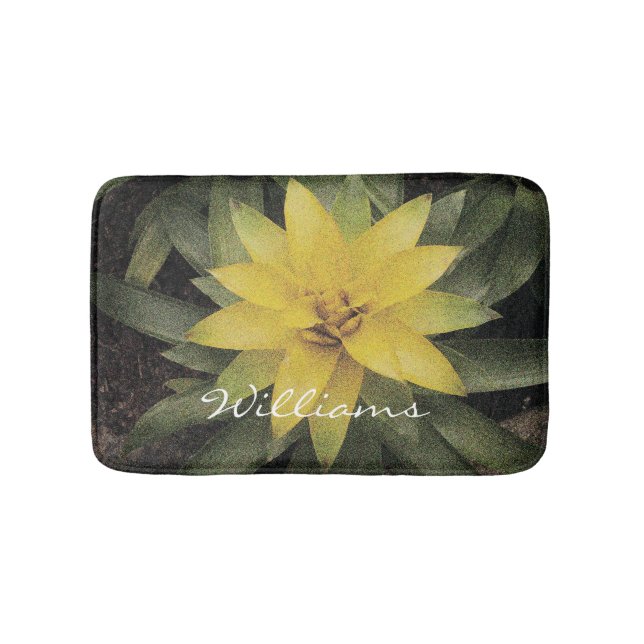 Floral rutschfester Bademantel mit hübsch gelber B Badematte (Vorderseite)