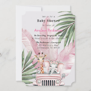 Floral Safari Adventure Girl Baby Dusche Einladung
