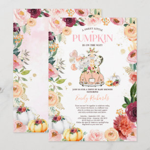 Floral Safari Animals Pumpkin Drive by Baby Dusche Einladung