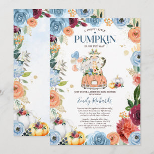 Floral Safari Animals Pumpkin Drive by Baby Dusche Einladung