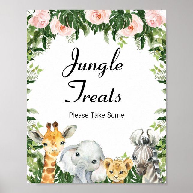 Floral Safari Baby Duschzeichen Poster (Vorne)