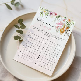 Floral safari Baby name Race Baby Dusche