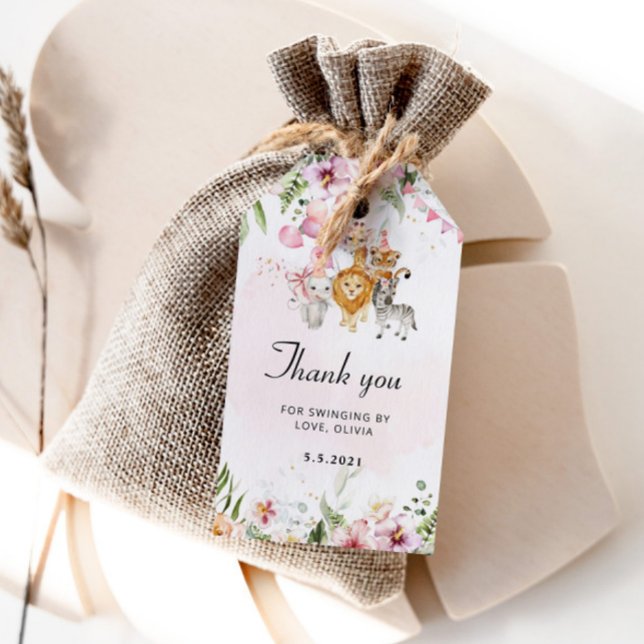 Floral Safari Geburtstag vielen Dank Geschenkanhänger (Von Creator hochgeladen)