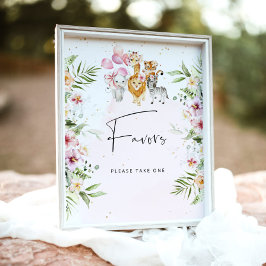 Floral Safari Tiere Baby Dusche bevorzugt Plakat