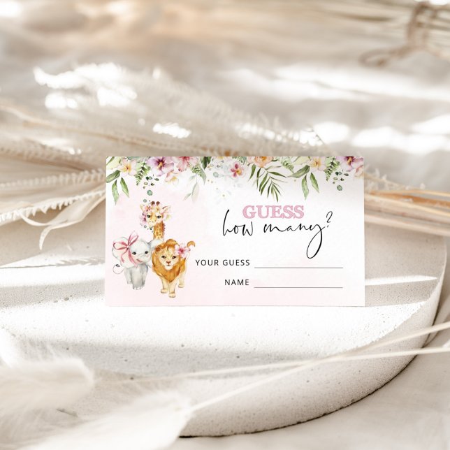 Floral Safari Tiere schätzen wie viele Cracker Begleitkarte (Von Creator hochgeladen)