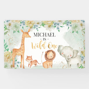Floral Safari Wild One Banner