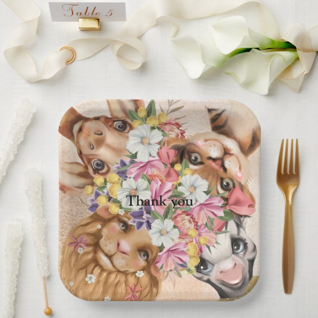 Floral Safari Wilone Baby Dusche Gold Pappteller (Hochzeit)