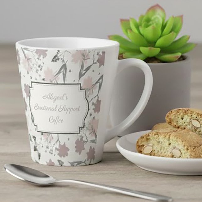 Floral Sage Blush Pink Wildflower Funny Message Milchtasse (Von Creator hochgeladen)
