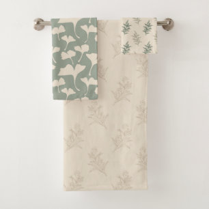 Floral Sage Green Badhandtuch Set