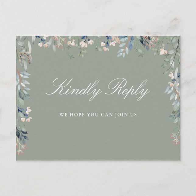 Floral Sage Green Song Request UAWG Postcard Einladungspostkarte (Vorderseite)