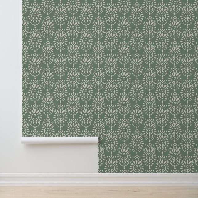 Floral Sage Green Tapete (Anwendung)