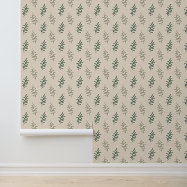 Floral Sage Green Tapete (Anwendung)
