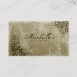 Floral Salon Spa Business Card Grunge Green Visitenkarte