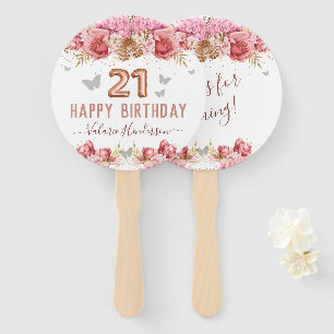 Floral Schmetterlinge Pink Happy 21. GeburtstagHan Fächer