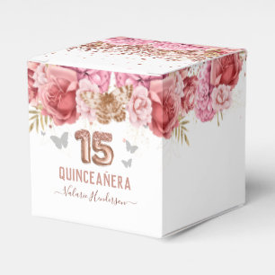 Floral Schmetterlinge Pink Quinceñera Gefälligke Geschenkschachtel
