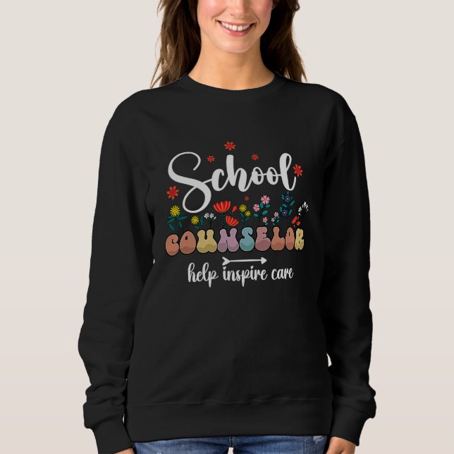 Floral School Counselor Therapist Groovy Counselin Sweatshirt (Vorderseite)