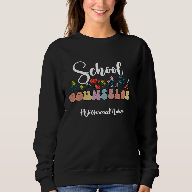 Floral School Guidance Counselor Groovy Counseling Sweatshirt (Vorderseite)