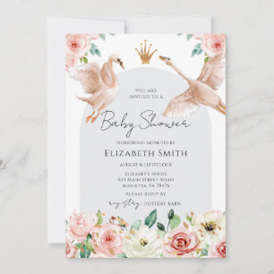Floral-Schwan-Prinzessin-Baby-Party Einladung