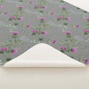 Floral Scottish Thistle Gray Pattern Sherpadecke