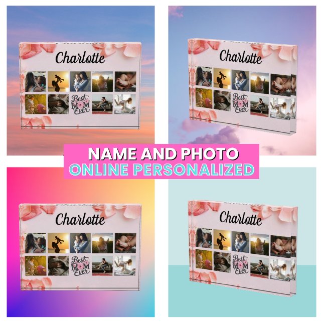 Floral Script Beste Mama je Fotoblock (Floral Script Best Mom Ever Photo Block
)