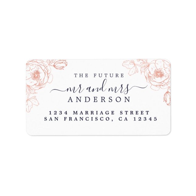 Floral Script Future Mr. Wedding Rücksendeadresse Adressaufkleber (Vorne)