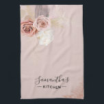 Floral Script Terracotta Personalized Geschirrtuch<br><div class="desc">Elevate your kitchen style with our pink floral kitchen towel, a perfect blend of modern design and practicality. Featuring a watercolor pink floral with elegant foliage and space to personalize to make a one of a kind accessory, these kitchen essentials bring a touch of classic charm to any cooking space....</div>