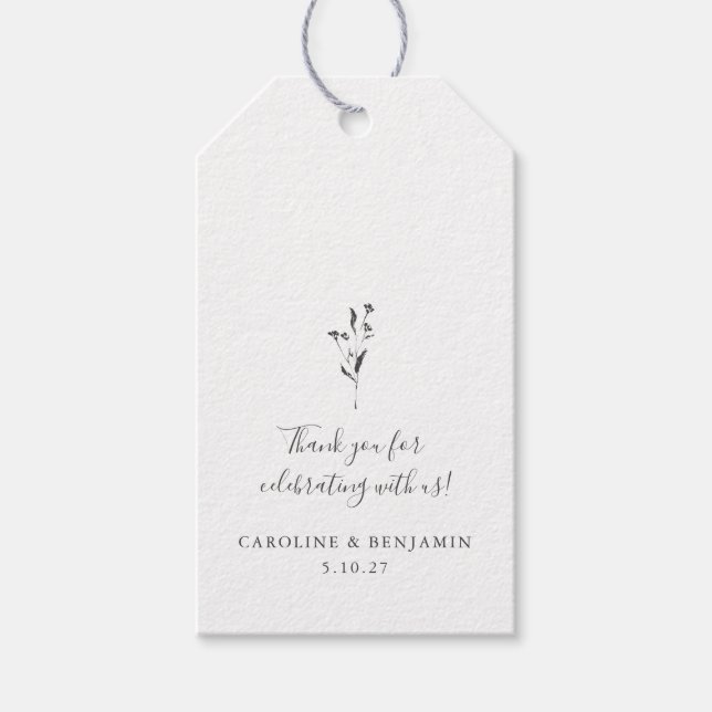 Floral Script White Boho Wedding Custom Vielen Dan Geschenkanhänger (Vorderseite)