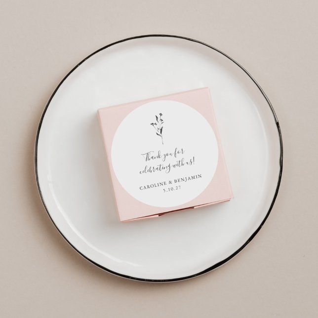 Floral Script White Boho Wedding Custom Vielen Dan Runder Aufkleber (Von Creator hochgeladen)