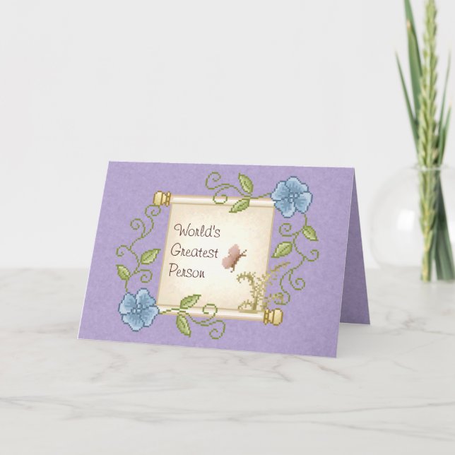 Floral Scroll Pixel Art Karte (Vorderseite)