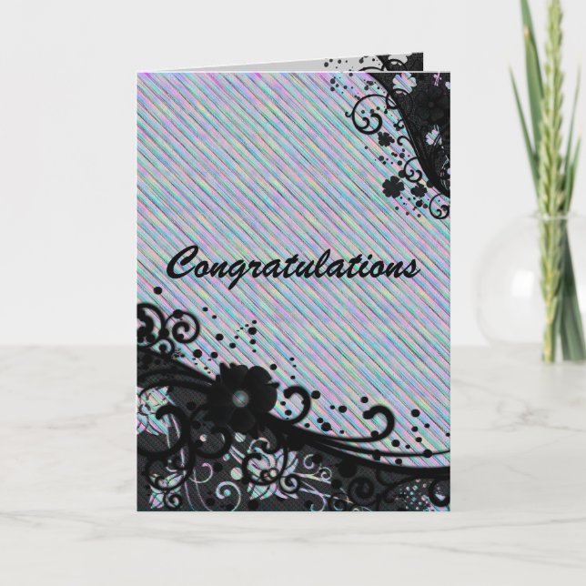 Floral Scroll & Textur Gratulation Karte (Vorderseite)