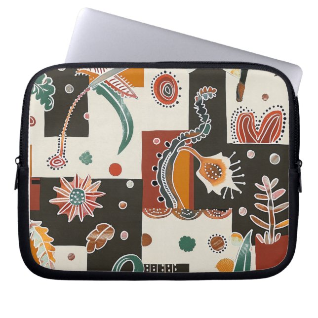 Floral Sea Life Pattern Laptop Bag – Ocean Flowers Laptopschutzhülle (Vorderseite)