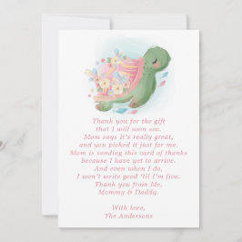 Floral Sea Turtle Pink Baby Dusche Dankeskarte