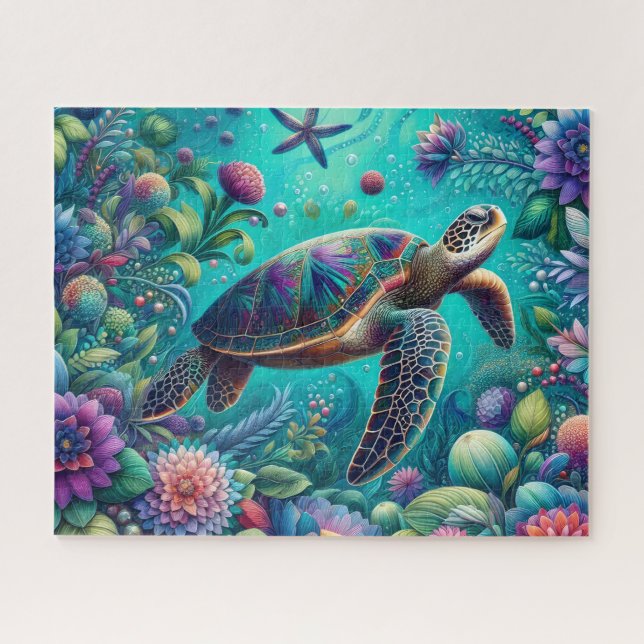 Floral Sea Turtle Puzzle (Horizontal)