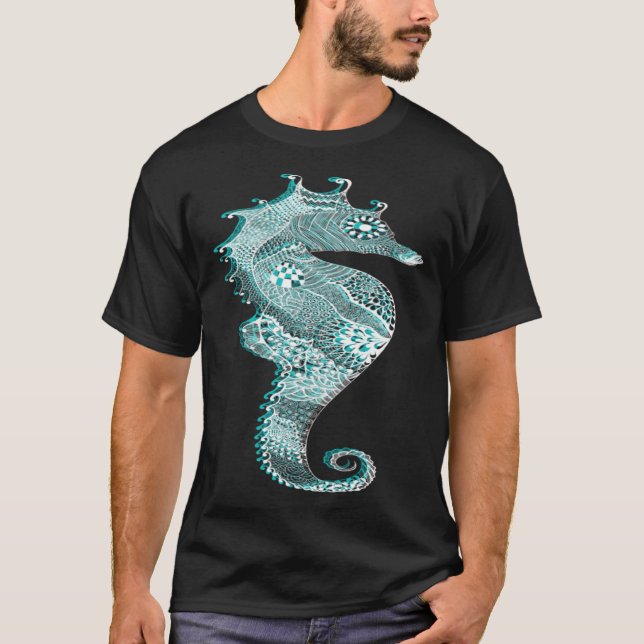 Floral Seahorse Nautical T-Shirt (Vorderseite)
