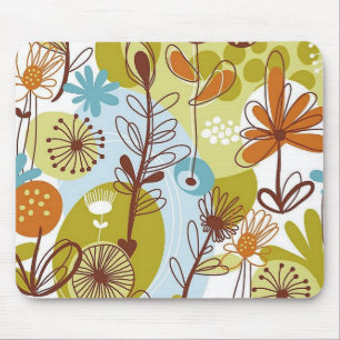 Floral Seamless Muster Retro Goldens Orangen Spaß Mousepad