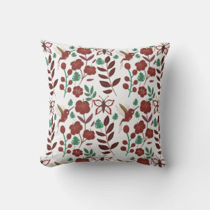 Floral seamless pattern birds and butterflies kissen