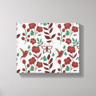 Floral seamless pattern birds and butterflies leinwanddruck