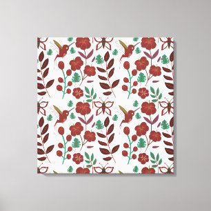 Floral seamless pattern birds and butterflies leinwanddruck