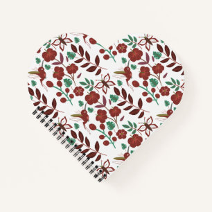 Floral seamless pattern birds and butterflies notizbuch