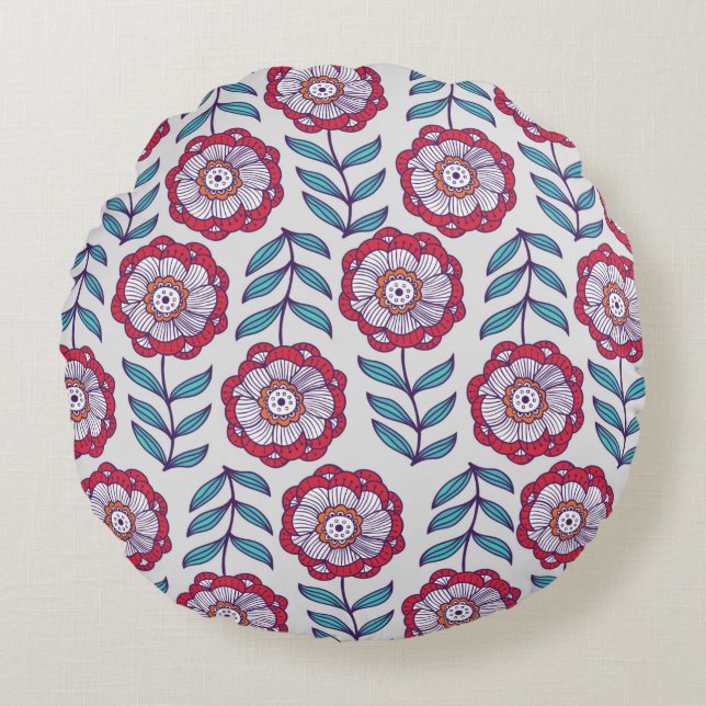 Floral seamless pattern, endless texture with flow rundes kissen (Vorderseite)